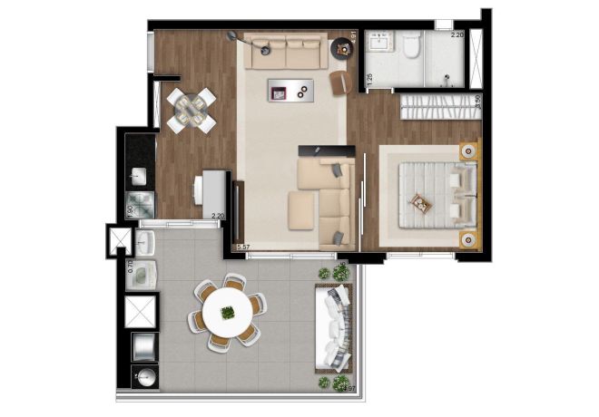 Illustrated plant 60m² - 1 Integrated suite decoration suggestion Illustrated plant 60m² - 1 Integrated suite decoration suggestion