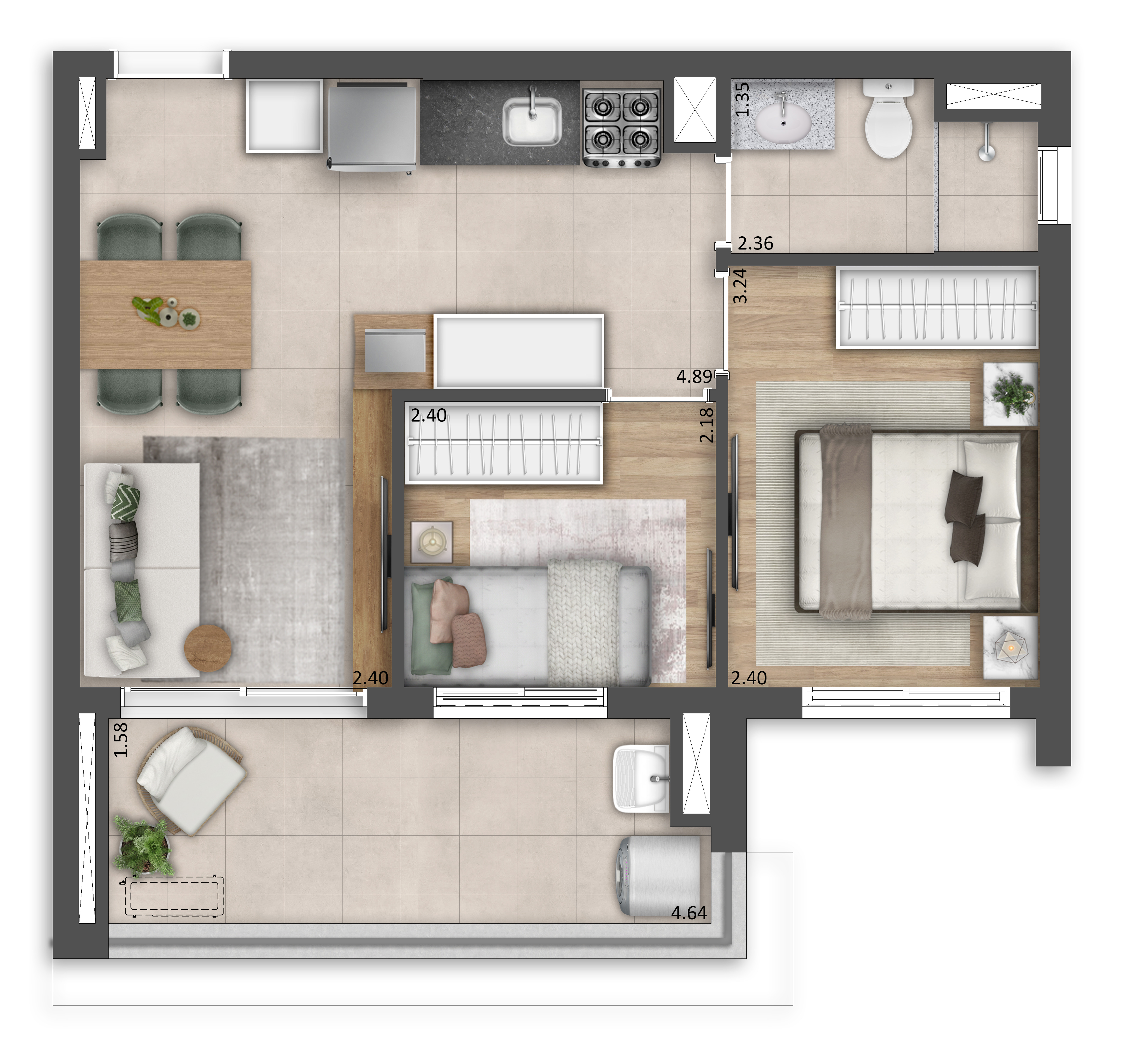Madart, Standard Floor Plan | 48 m² – 2 Bedrooms