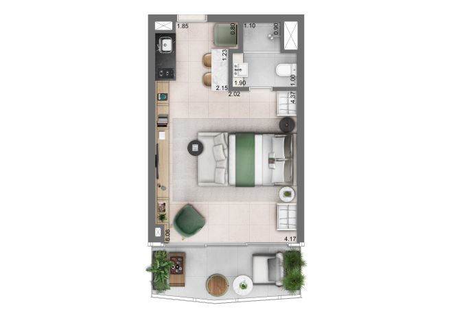 Funchal 641, Torre Apartments - Planta Studio - 36m² Funchal 641, Torre Apartments - Planta Studio - 36m²