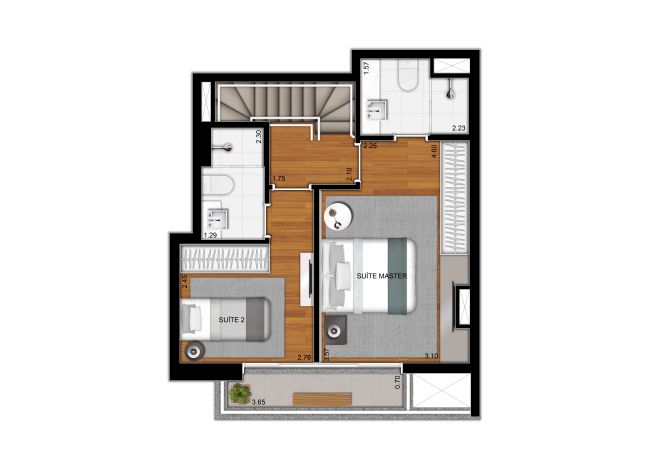 Plan type - duplex 79,90m² - upper floor