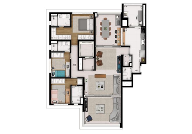 3 suites - 2 terraces - 2 spaces - open kitchen