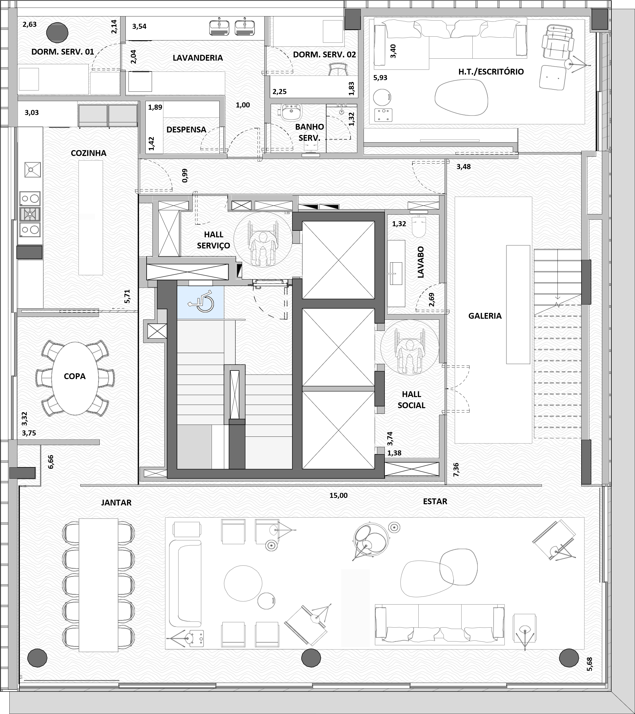 Artur Ramos 100, Planta 532m² - Apartamento Duplex - Planta Inferior