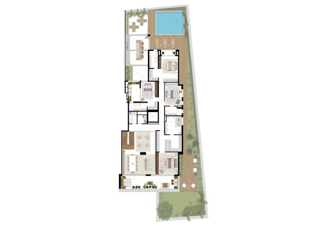 Perspectiva ilustrada da planta superior do APTO Grand Duplex - 755m²