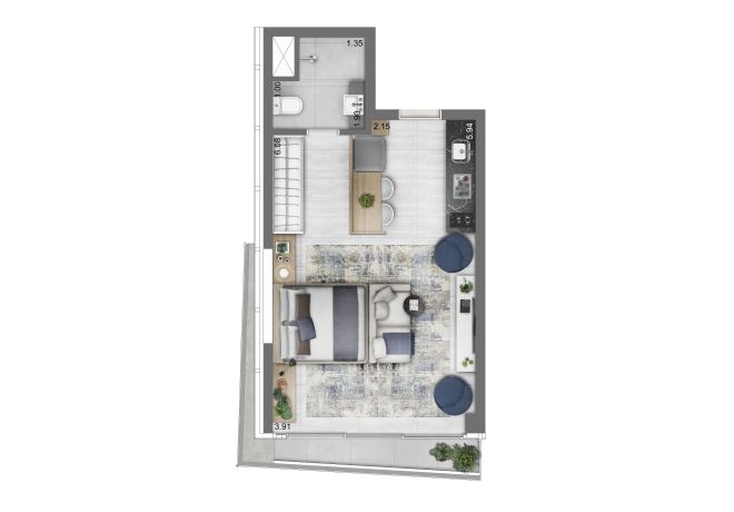 Funchal 641, Torre Apartments - Planta Studio - 38m²